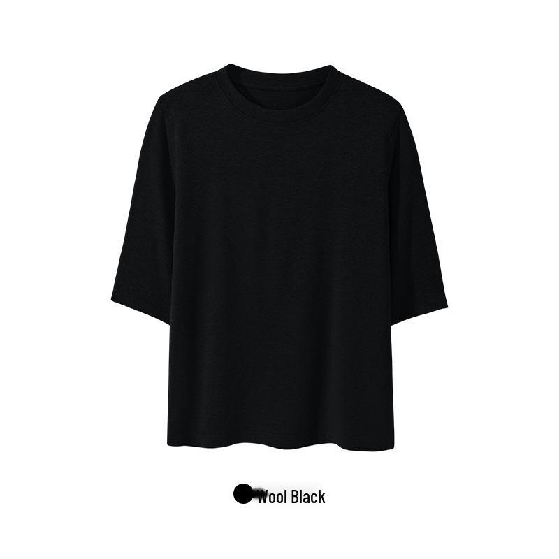 

2025 Autumn Women s Ribbed Wool Five-Sleeve Elastic Bodycon Base Layer L (100-115)