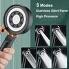1Pc Black Silver Shower Head High Pressure 5 Modes Water Saving Nozzle Powerful Pressurized Handheld Showers Bathroom Accessories