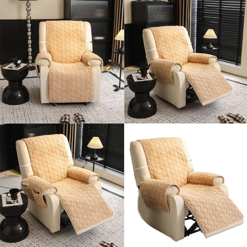 Flanell Sofabezug Polster Weich Warm Sessel Stuhl Couch Abdeckung mit Seitentaschen Für Winterkomfort Universelle Größe
