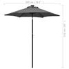 Anthracite LED Illuminated Sun Umbrella 200 X 211 Cm Aluminum Frame