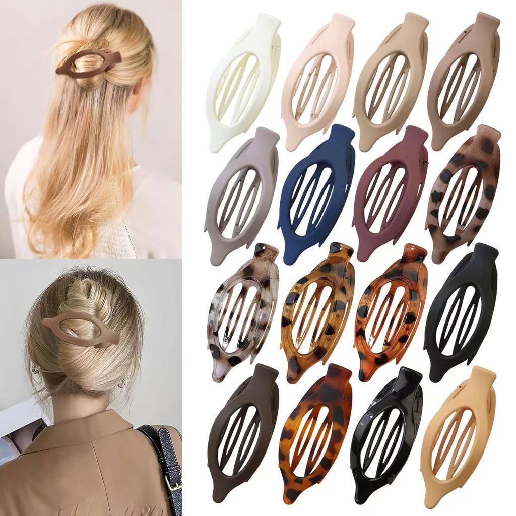 Matte Hollow Oval Hair Clips Geometric Duckbill Barrettes Solid Color Fashion Hair Accessories for Women Daily Hairstyle