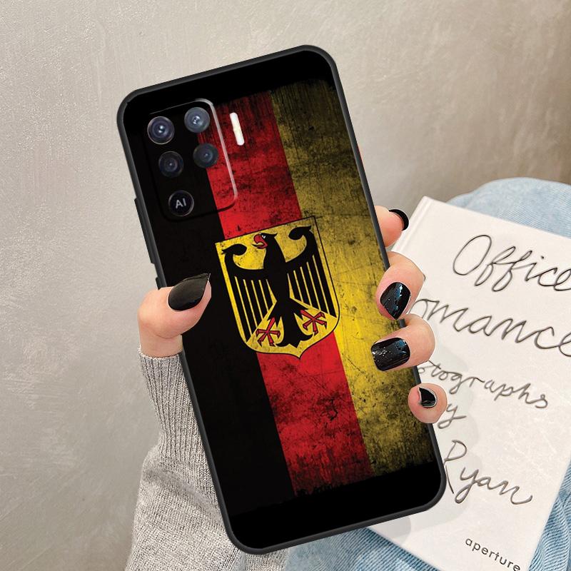 Germany Flag Emblem Case For Oppo A78 A98 A18 A38 A58 A60 A80 A40 A77 A57 A17 A74 A54 A94 A96 A76 A16 A15 A5 Pro