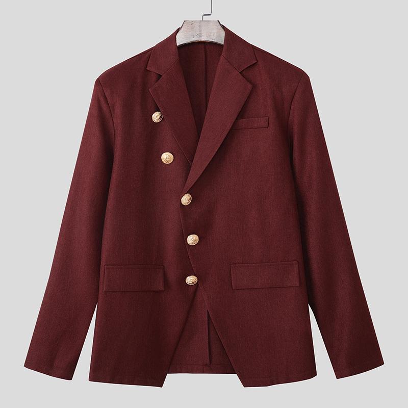 

INCERUN Мужские блейзеры оверсайз с лацканами, длинными рукавами, однотонные, на пуговицах, повседневные, свободные, тонкие L