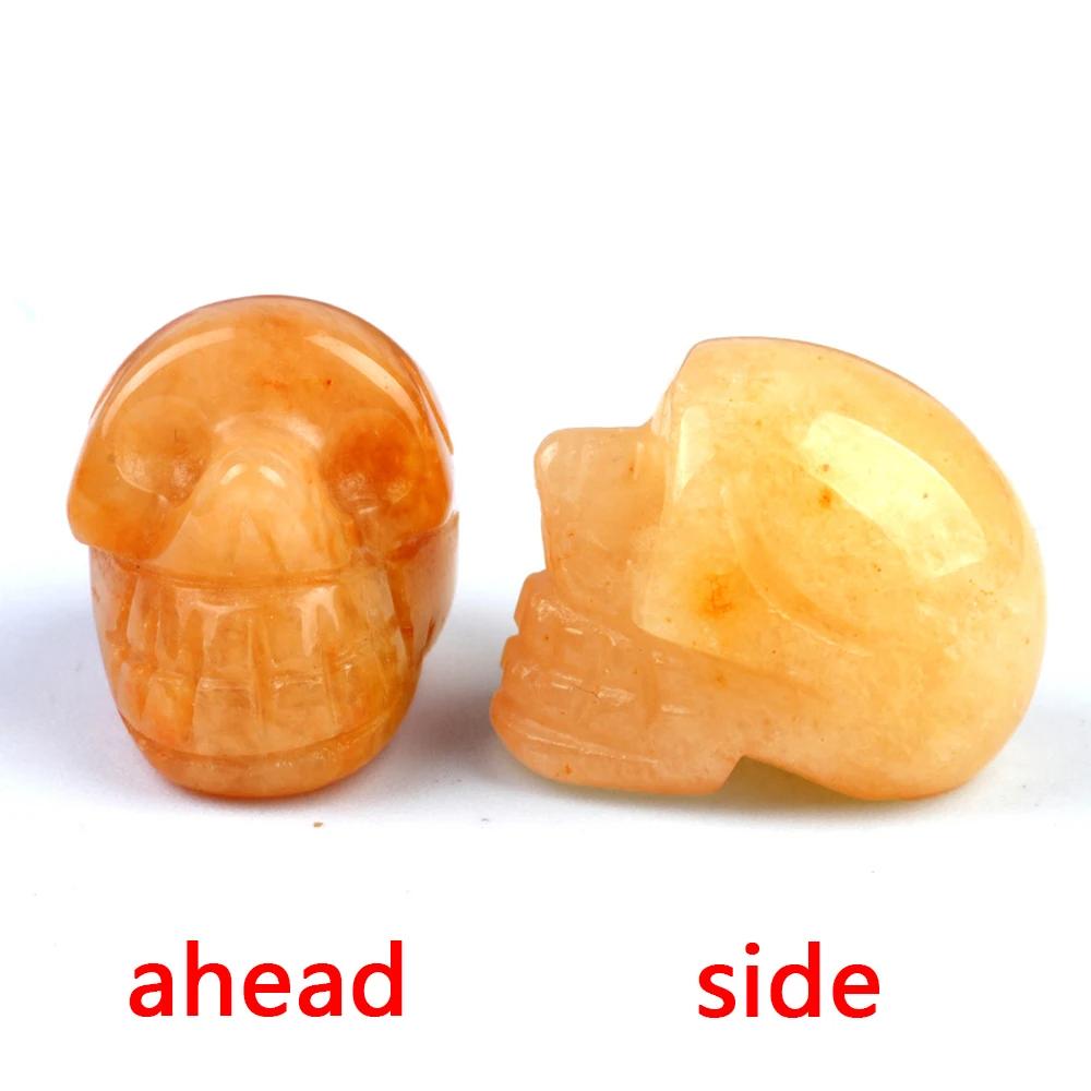 Natural Crystals Skulls Mineral Ghost Head Polished Carved Halloween Gift Desktop Home Decor Stone Crafts Skull Statues 14Colors