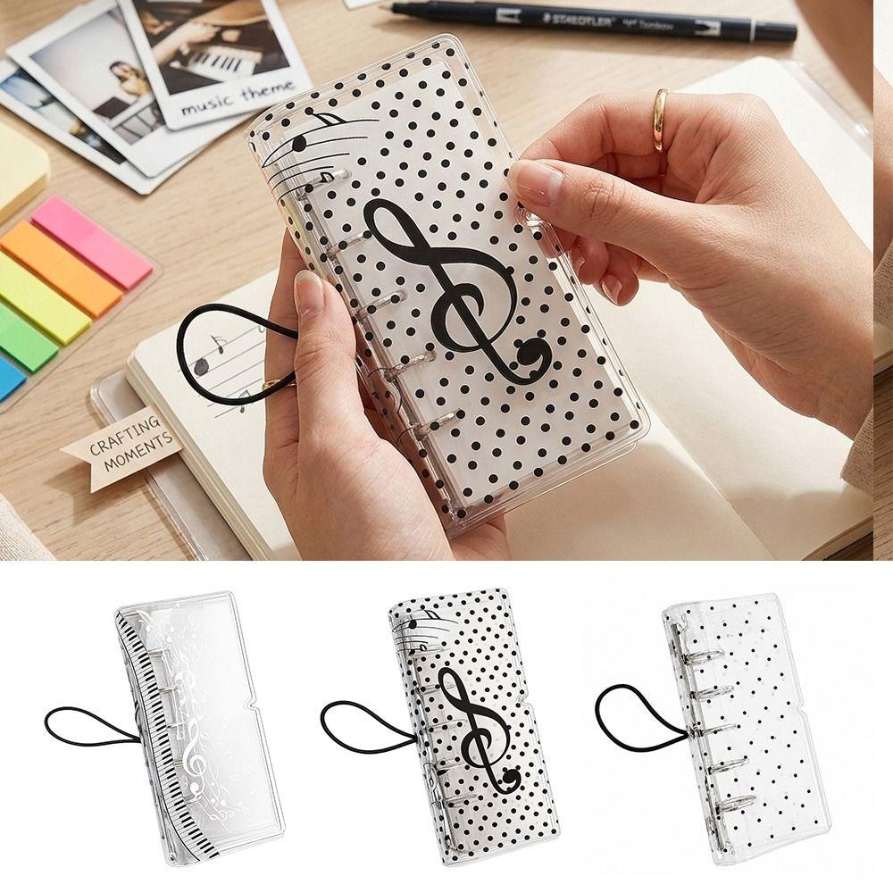 Music Note Design Loose Leaf Notebook Cover Transparent Journal Cover INS M5 Half Size Binder