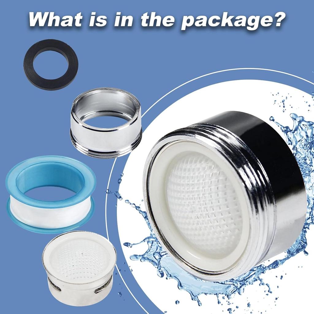 6 Pcs Faucet Aerator 15/16 Inch 24mm Replacement Aerator Male Stainless Steel Water Filter for Kitchen Sink With Gasket and Sealing Tape