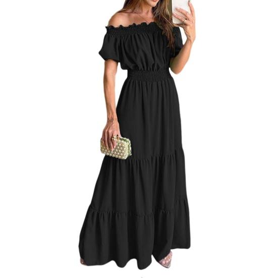 Dlouhé šaty bez zad s elastickým pasem Populární Bohemia Styl na rameno