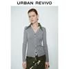 UR 2025 Spring Women's Contrast Faux Two-Piece Knit Cardigan