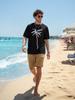 IKALOOK Palm Tree Cotton Blend Short Sleeve T-Shirt Astee113A