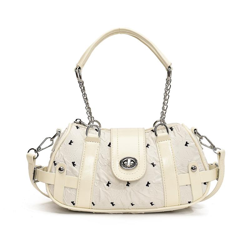 Premium Splicing Chain Handbag New Fashion Locomotive Shoulder Bag Large Capacity Commuter Messenger Bag