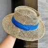 New Salty Grass Hat Women's Summer Outing Visor Hand-woven Hollow French Flat Top Hat
