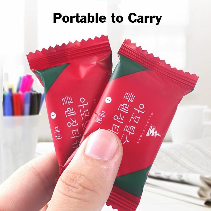 2020-01-05 Resehanddukar för engångsbruk Komprimerade ansiktsservetter Compact Tablet Mini Wipes Wipes Triangulära Wipes Servetter