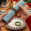 Holiday Table Decor Christmas Red Green Striped Napkin Rings Handwoven Fabric Holder Festive Dining Accessories for Setting Party Dinners And Hotel