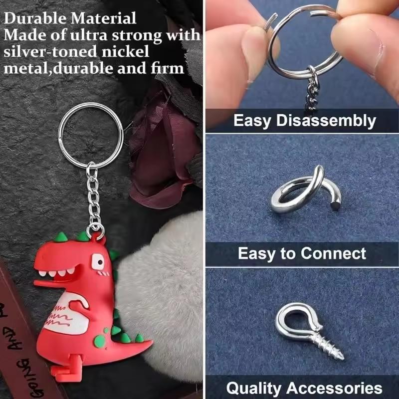 30 Set Keychain Rings for Crafts, Keychains for Resin Include Key Rings with Chain, Jump Rings, Screw Eye Pins for DIY Keychain Making