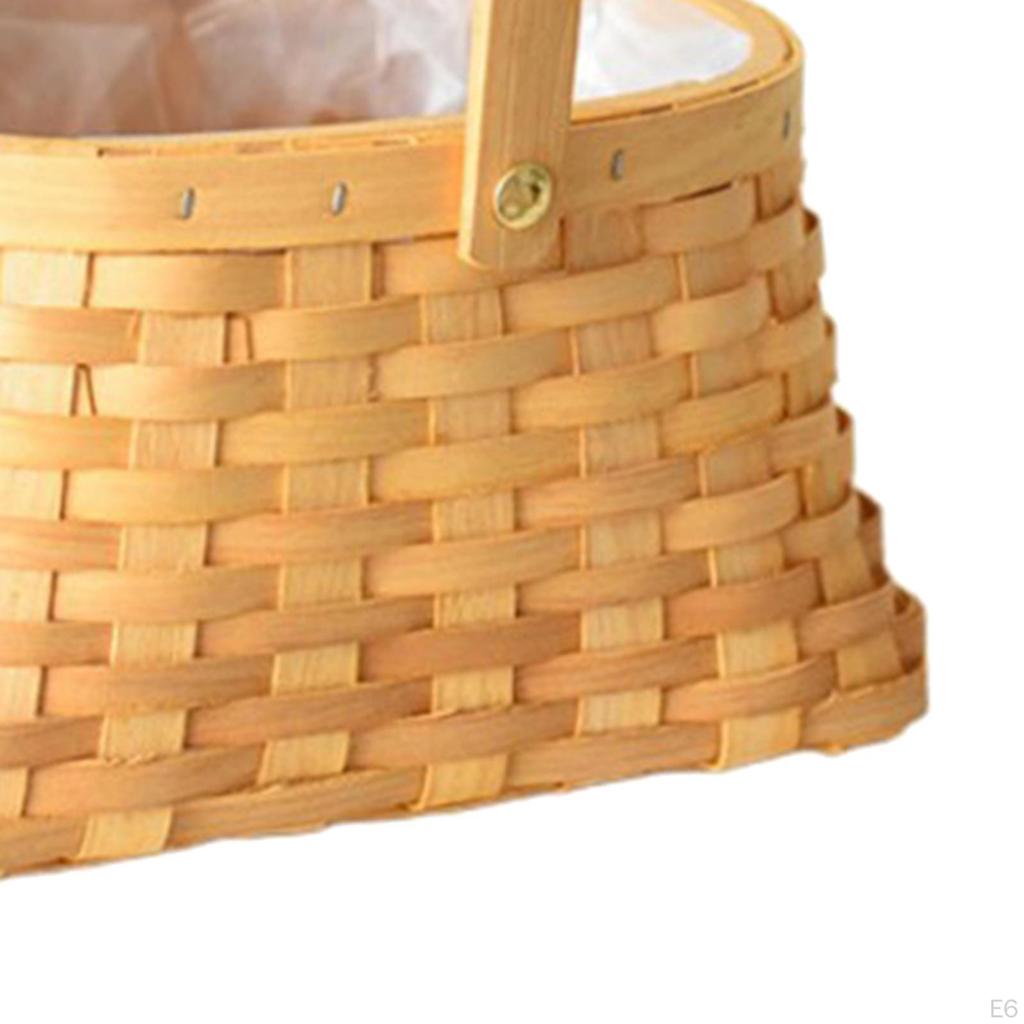 Decorative Hanging Rattan Woven Flower Hand Baskets Pinic Storage Containers for Tabletop Home and
