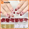 12 Grid Wine Red Bow Tie Charms Nail Art Decorations with Golden White Jewelry Wedding Nail Supplies Nail Art Decor Accessories