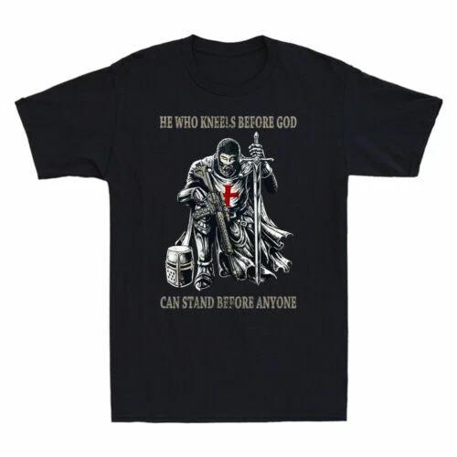 He Who Kneels Before GOD Can Stand Before Anyone Vintage Men s T-Shirt Black Tee XXXXL