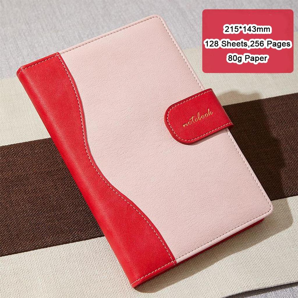 A5 leather buckle business notebook, work meeting record book, notepad, diary, excerpt book, travel log, 128 sheets 256 pages