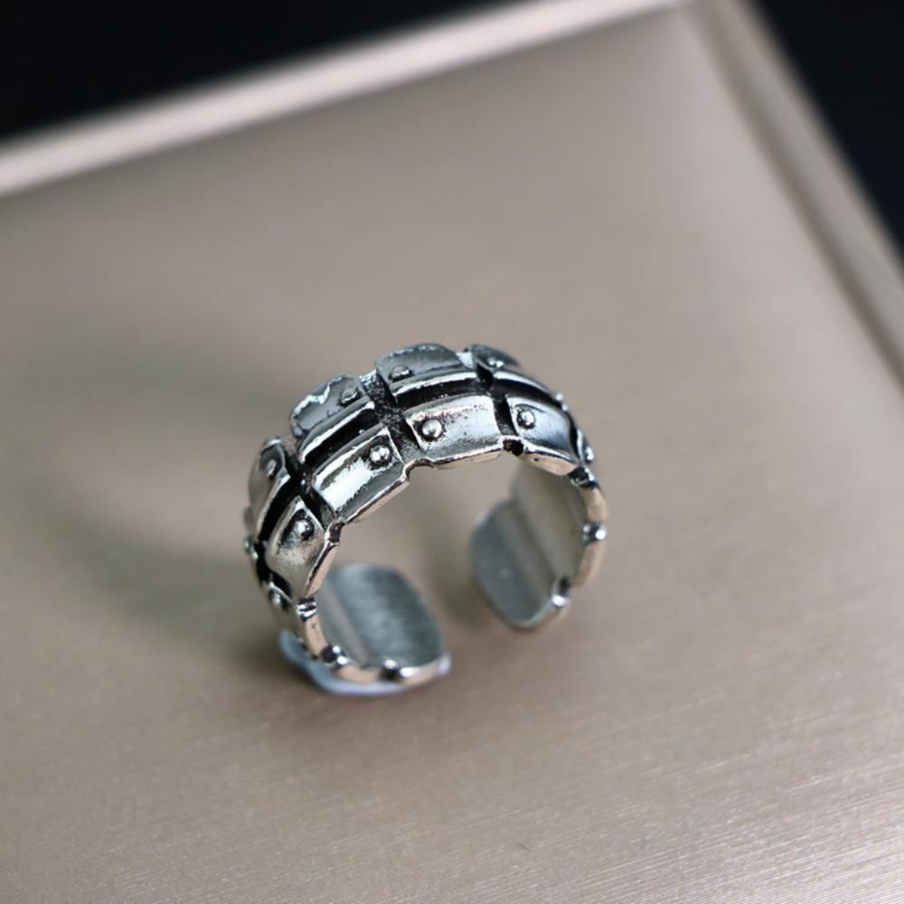 European and American Men's Trendy Metal Ring, Retro Style Cool and Handsome Design Totem Geometric Men's Ring