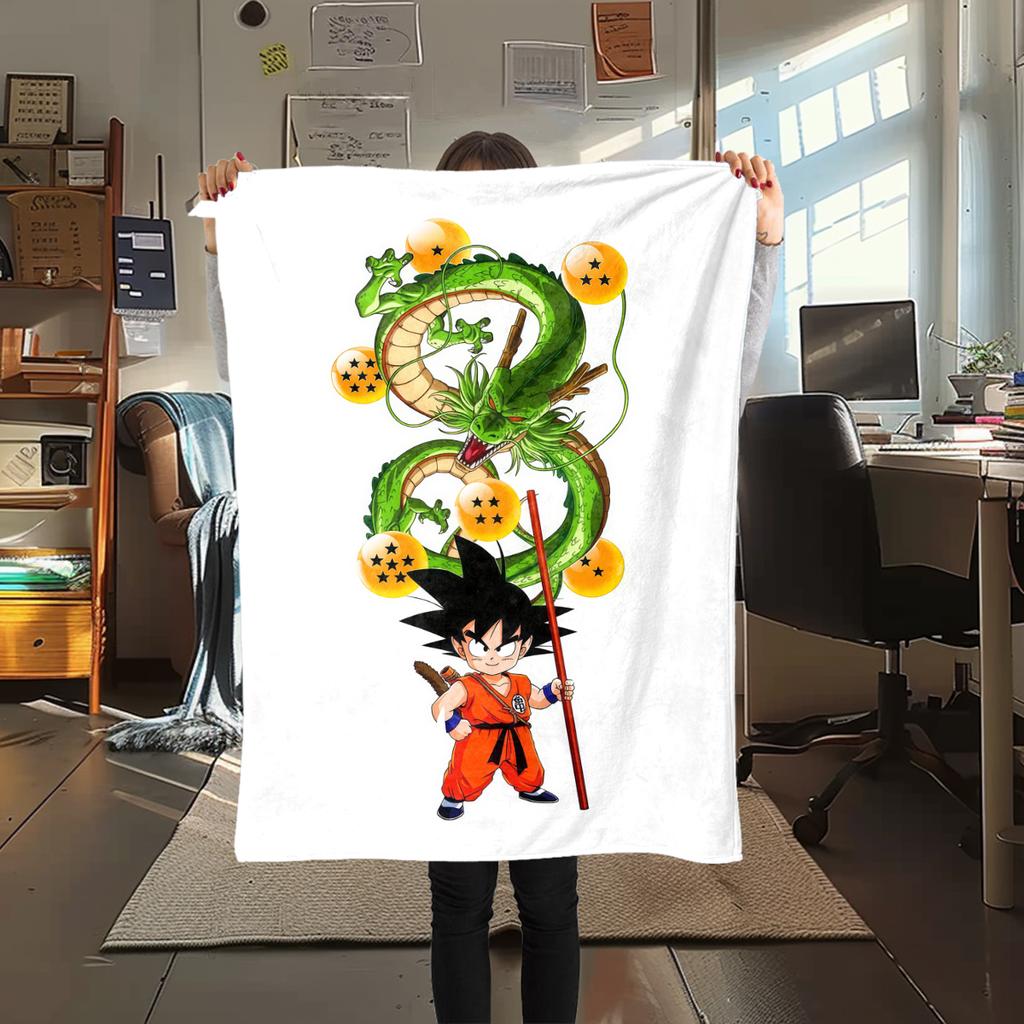 1PC Son Goku  Print Flannel Blanket, High Quality All Seasons, Home Decor, Warmth and Comfort, Perfect for Christmas Gifts