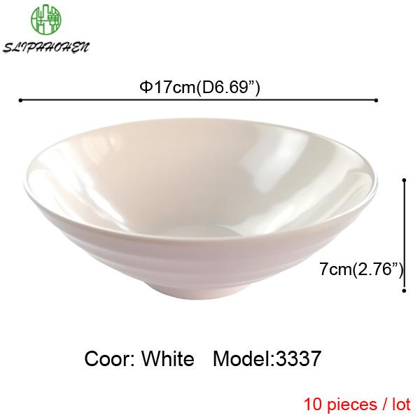 Household Round Rice Bowl A5 Melamine Imitation Porcelain Commercial Restaurant Dinnerware Ring Stripe Soup Bowl