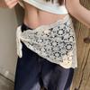 Women Hollow Out Lace Triangle Scarf Skirt Stylish Mini Hip Curtain Bohemian Head Wrap for Vacation Festivals Summer