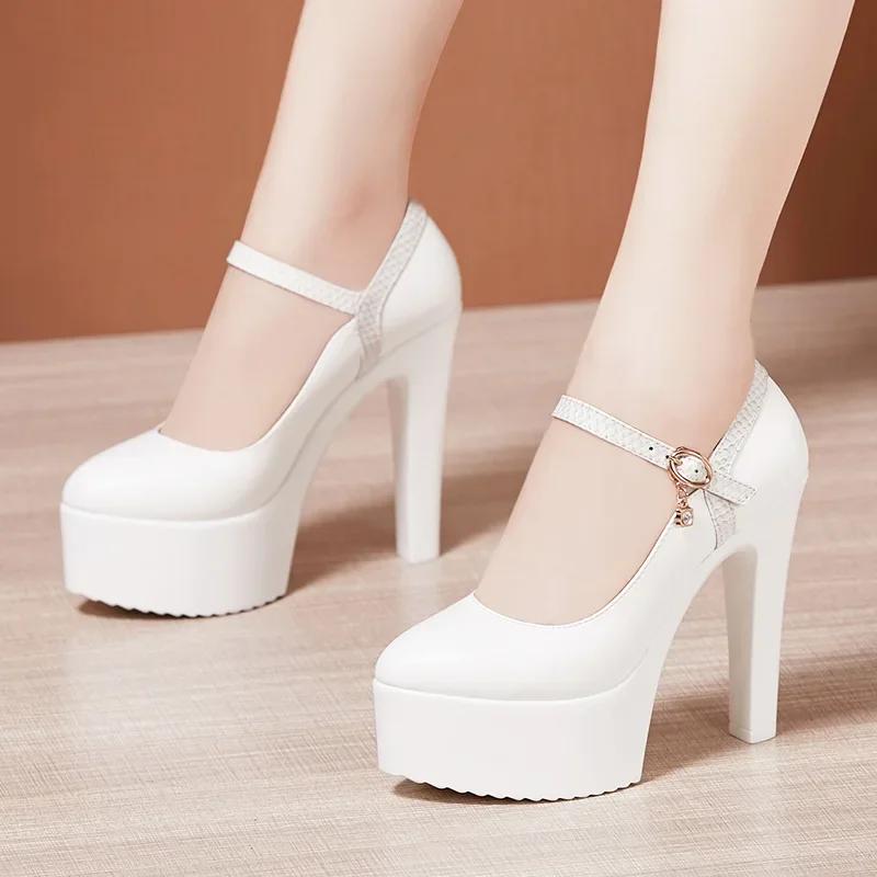 8 10 13cm Small Size 32-43 Elegant Thick Bottom Platform Pumps Women 2025 Fall Block High Heels Shoes Dress Model Office Party