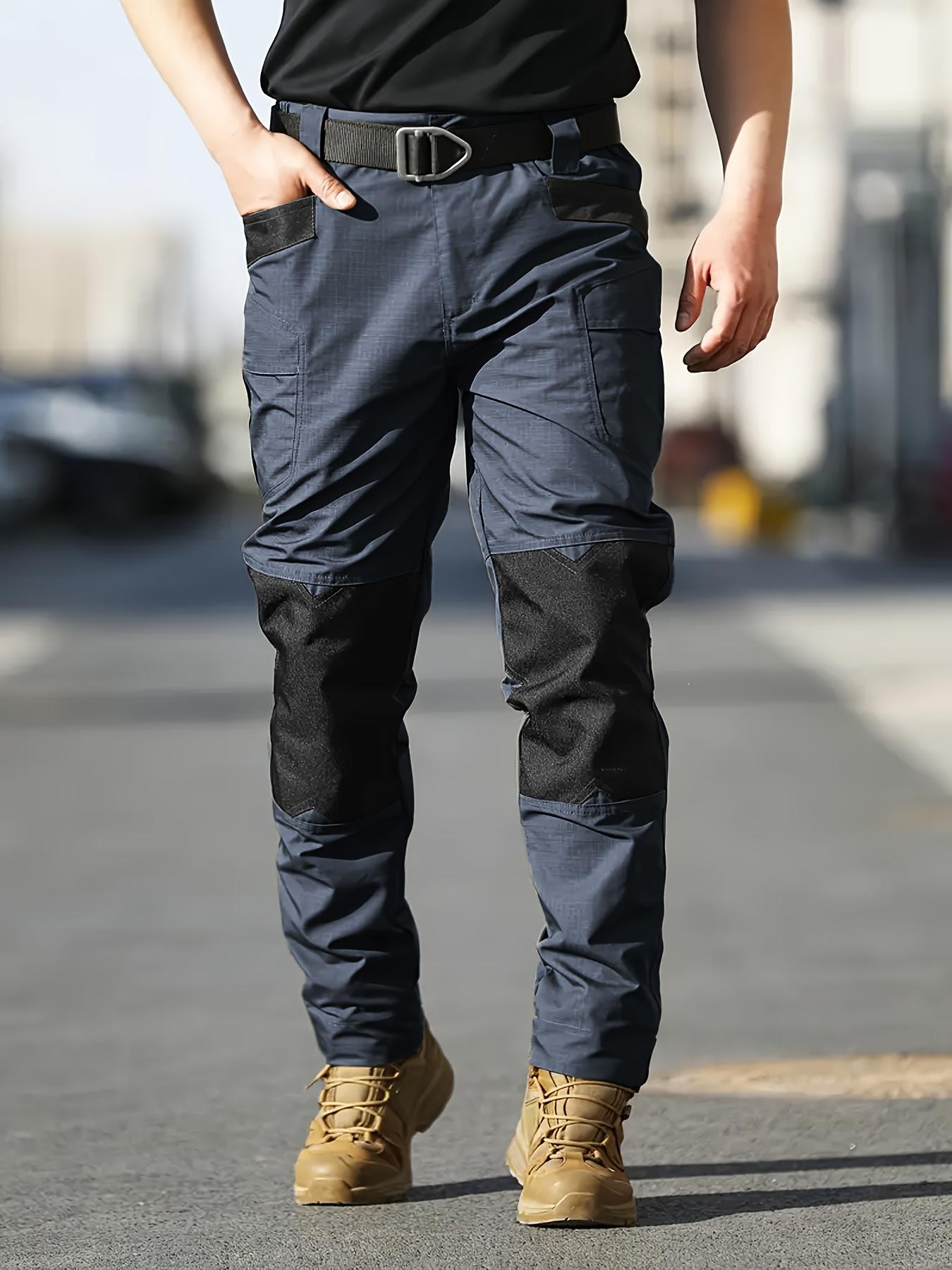 

Outdoor Tactical Pants Men Spring Autumn Many Pockets Elastic Waist Mens Military Cargo Pants Waterproof Army Pants For Men No Belt XXXL синьо сірого кольору