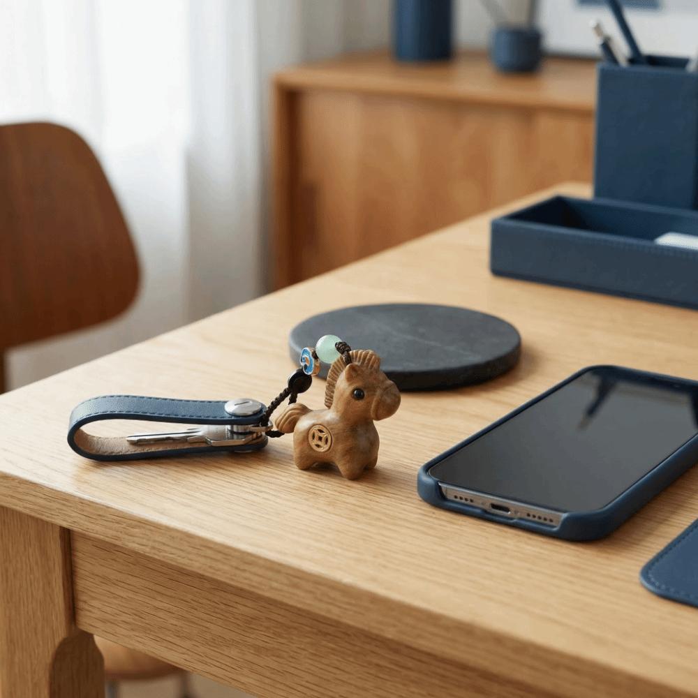 Wooden Horse Keychain Traditional Horse Pendant Chinese Style Mobile Phone Chain  Year of The Horse