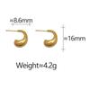 Glossy Geometric Water Drop C-Shape Earrings, 18K Gold Plated Copper, Luxe Feel, Simple Design for Women