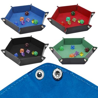 Dice Game Storage Tray PU Leather Double Sided Storage Mat Dice Holder Storage Box Home Storage Tools