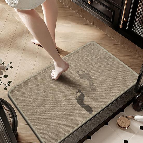 Linen Floor Mat 23.6"x15.8" Non Slip Kitchen Rug Absorbent Quick-Dry Bathroom Mat for Home Office Entrance Entryway Bedroom