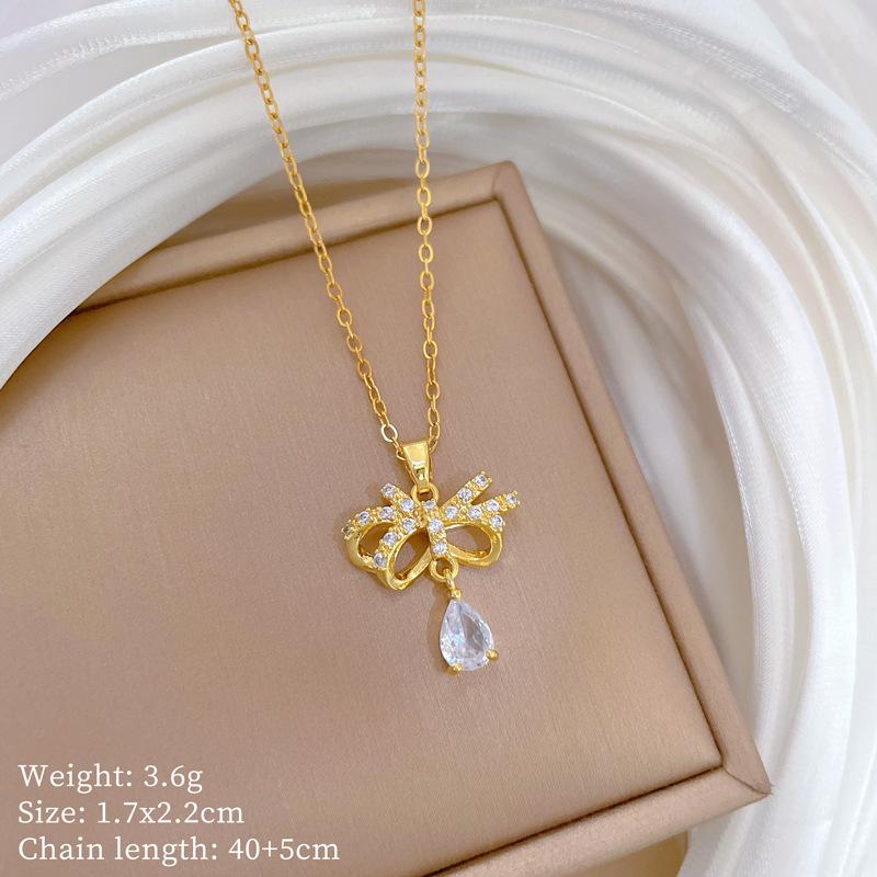 Foreign Trade Portrait Copper Micro-Inlaid Necklace Combination Female Real Gold Electroplated Exquisite Collarbone Chain