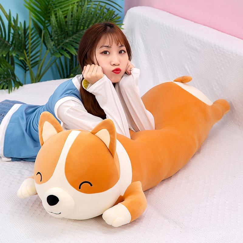 60-120cm Hot Kawaii Corgi Long Pillow Doll Stuffed Animals Plush Toy Sleeping Pillow Soft Kids Toys for Girlfriend Gifts