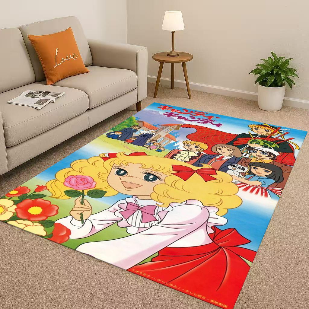 Cartoon Candy Candy Sweet Girl Anime Room Non Slip Area Rug Soft Carpet for Bedroom Playroom Sofa,Easy Clean Home Decor Doormat
