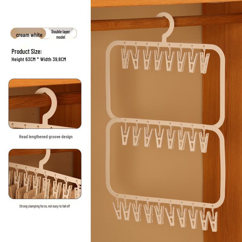 Multi-Functional Sock and Clothing Clip Hanger for Household Storage and Drying
