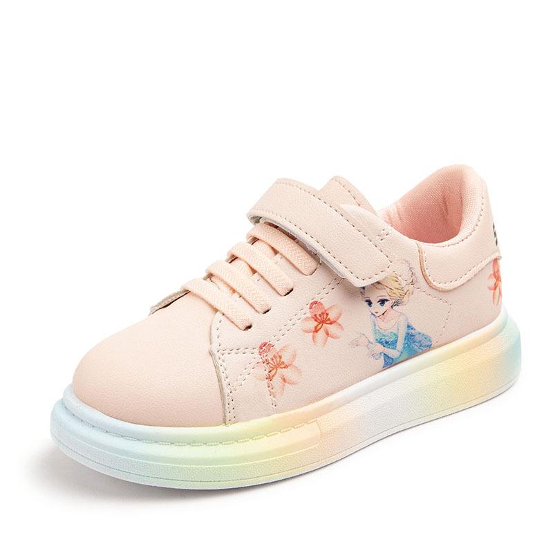 Children's Flat-soled New Leather Board Shoes Princess Cartoon Little White Shoes Student Sports Shoes Soft Sole Spring and Autumn
