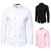 Men Shirt Retro Medieval Single-breasted Royal Style Ruffle Patchwork Lapel Collar Long