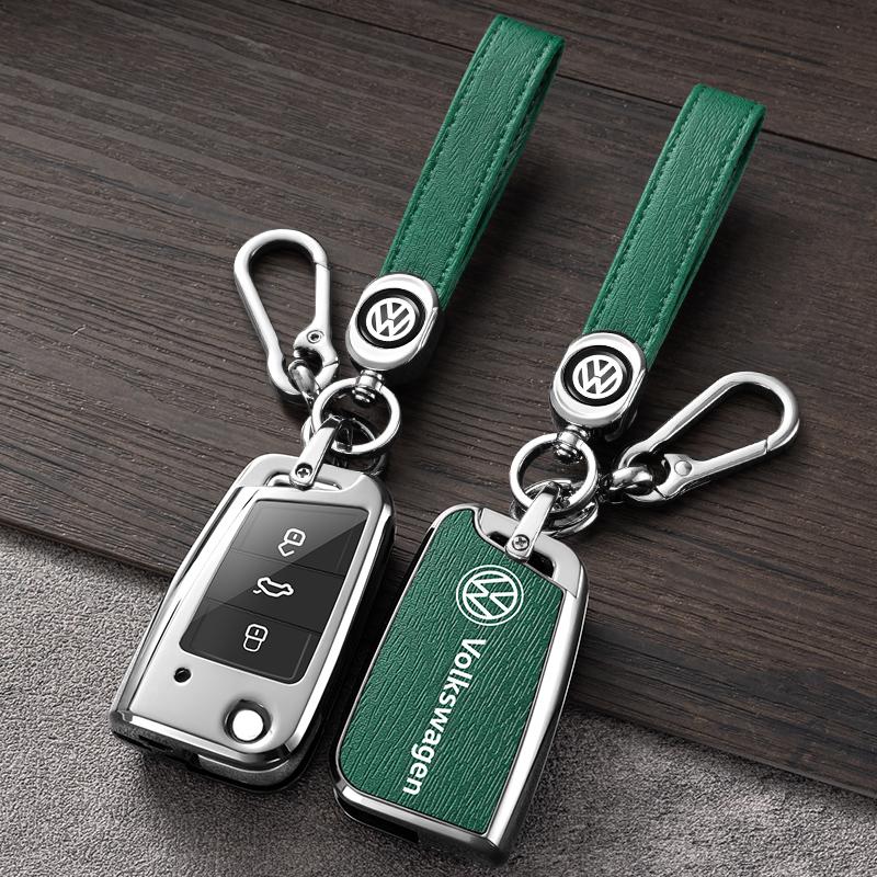 Für VOLKSWAGEN Zinklegierung+Leder Auto Fernbedienung Schlüsselhülle Abdeckung Schutzschale Für VW Volkswagen Polo Golf 7 MK7 Tiguan MK2 Accesso