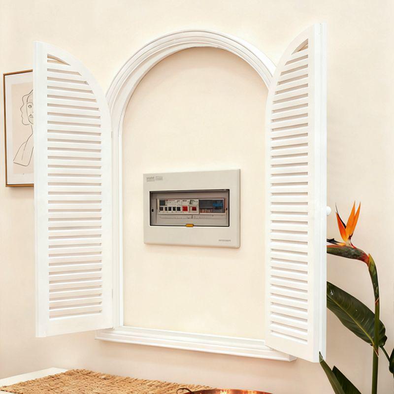 French-Style Solid Wood Shutter Mirror for Electrical Box Covering and Corridor Decor