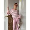 Back Hollow Women's Crew Neck Long Sleeve Knitted Sweater Autumn and Winter