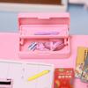 Dollhouse Miniature Stationery Pencil Case Pen Ruler Eraser Stationery Box Doll House Accessories Kid Pretend Play Toy