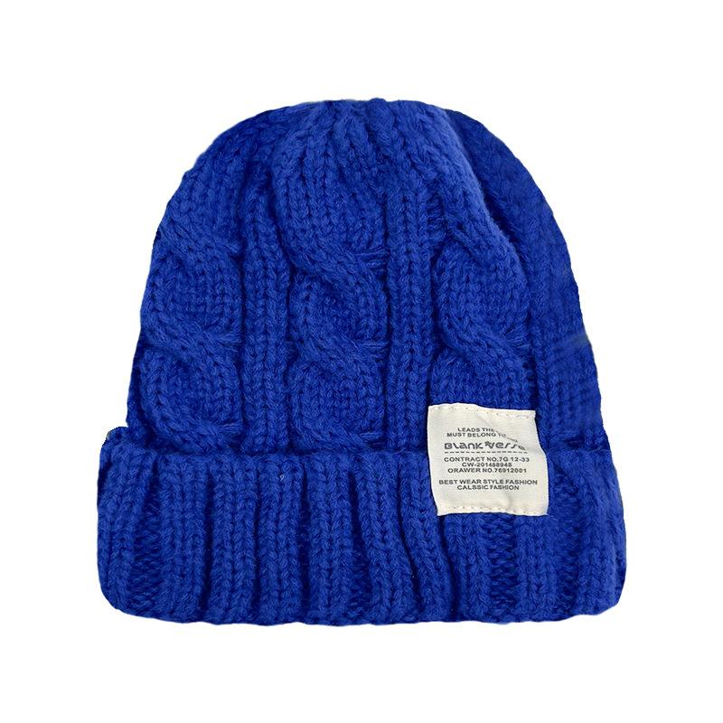 New Solid Color Twist Wool Hat Women's Winter Warm and Cold Hat Men's Versatile Jacquard Letter Knitted Hat