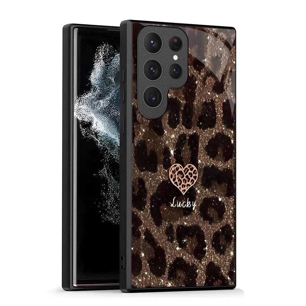 Low-key and Light Luxury Glass Shell Leopard Print Phone Case for  Galaxy S23 S25 Edge S25 Ultra S20 FE S24 S22 Ultra S21FE