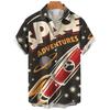 Men Clothing Hawaiian Vacation Beach Shirt Lapel Blouse Summer Casual Clothes Tops Chemise