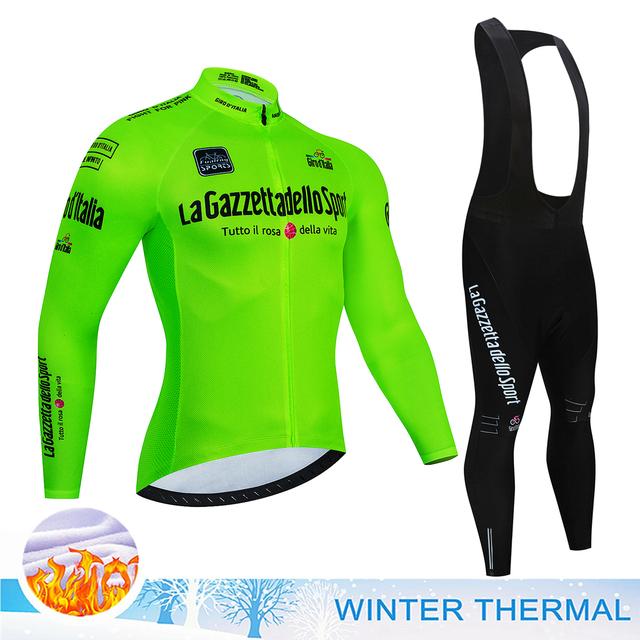 Tour Of Italy Warm Winter Thermal Fleece Cycling Jersey Sets Men Outdoor Riding Pants Set Cycling Clothing