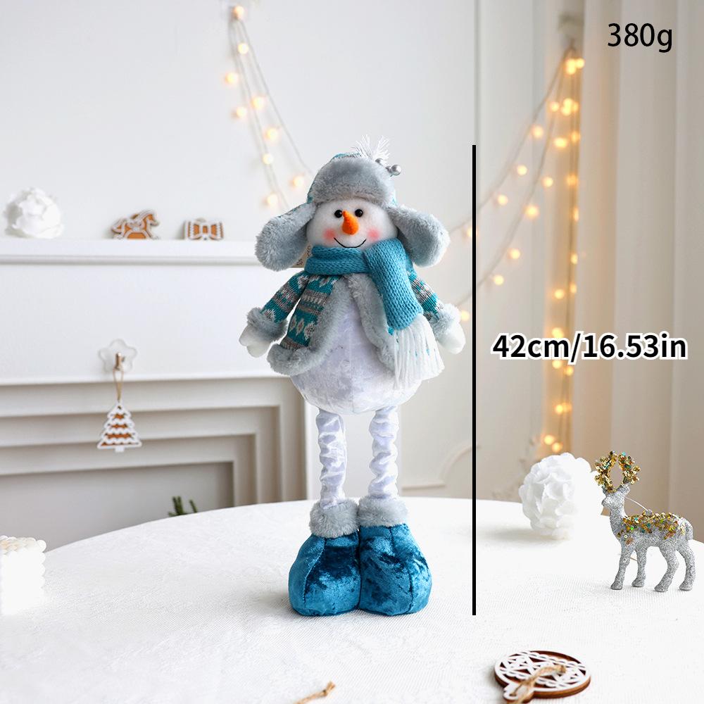 New Telescopic Santa Snowman Reindeer Blue Doll, Stretchable Christmas Decor Figure Ornament Toy Gift for Kids Home Xmas Party