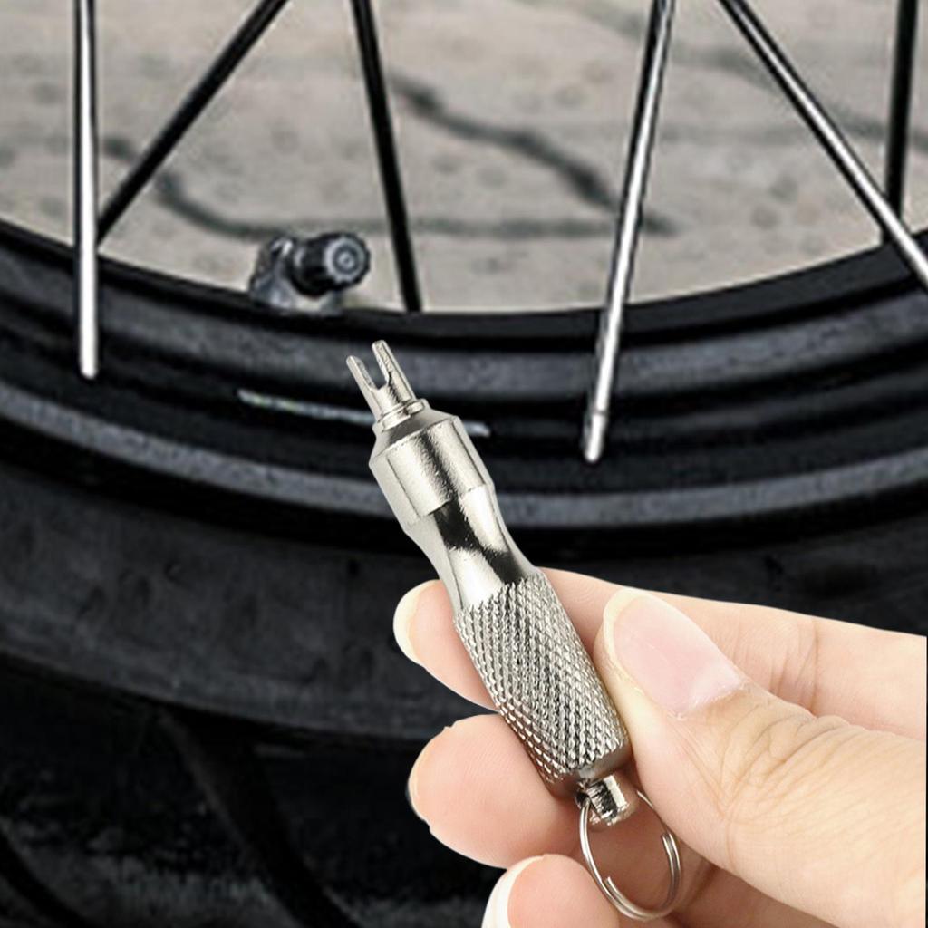 Tire Stem Removal Tool Valve Stem Remover Valve Core Tool Stainless Steel Keychain Valve Removal Tool Tire Valve Tool Core