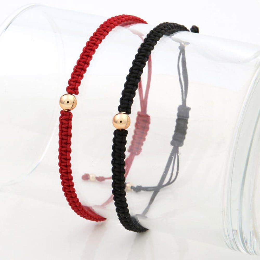 14K Emma Gold Ball Adjustable Length Knot String Bracelet Mu