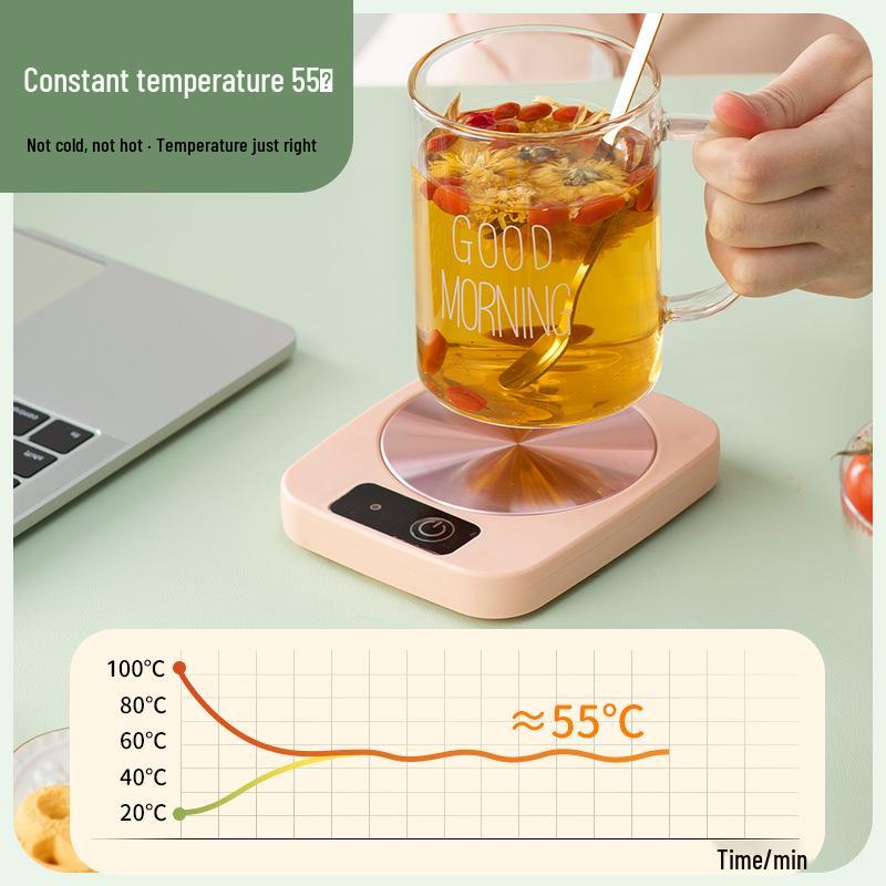 

55° Heated Insulating Ceramic Mug with Coaster - Keeps Drinks Warm